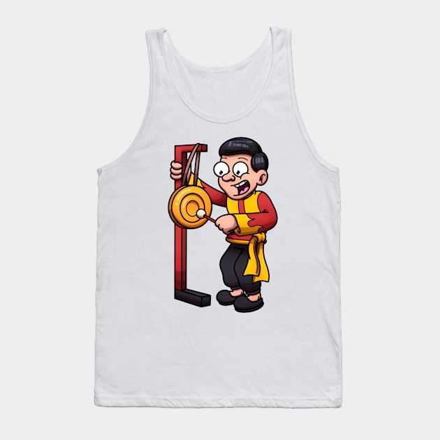 Traditional Chinese Musician Playing The Gong Tank Top by TheMaskedTooner